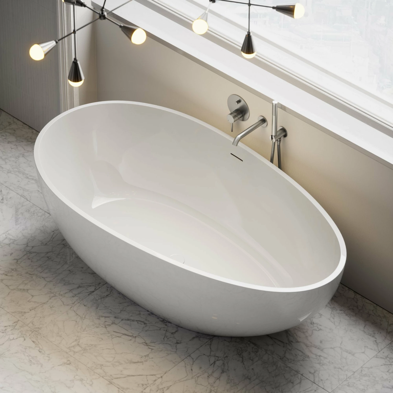 Egg Shell Freestanding Stone Bath 1700mm 6 Egg Shell Freestanding Stone Bath 1700mm - Image 4