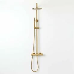 Elegance Brushed Gold Exposed Thermostatic Bar Shower With Riser
