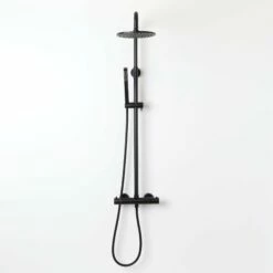 Elegance Matte Black Exposed Thermostatic Bar Shower With Riser
