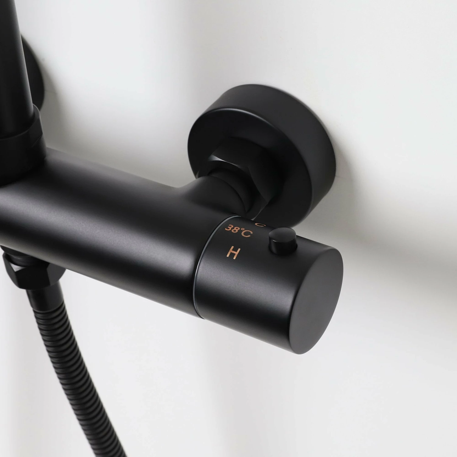 Elegance Matte Black Exposed Thermostatic Bar Shower With Riser 6 Elegance Matte Black Exposed Thermostatic Bar Shower With Riser - Image 4