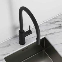 Elegance Pull Out Kitchen Mixer Tap Matte Black & Vello Undermount Sink Black Gunmetal