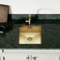 Elegance Pull Out Kitchen Mixer Tap & Vello Undermount Sink In Brushed Gold -LUSSO STONE Sales elegance pull out kitchen mixer tap vello undermount sink in brushed gold p4926 26639 zoom
