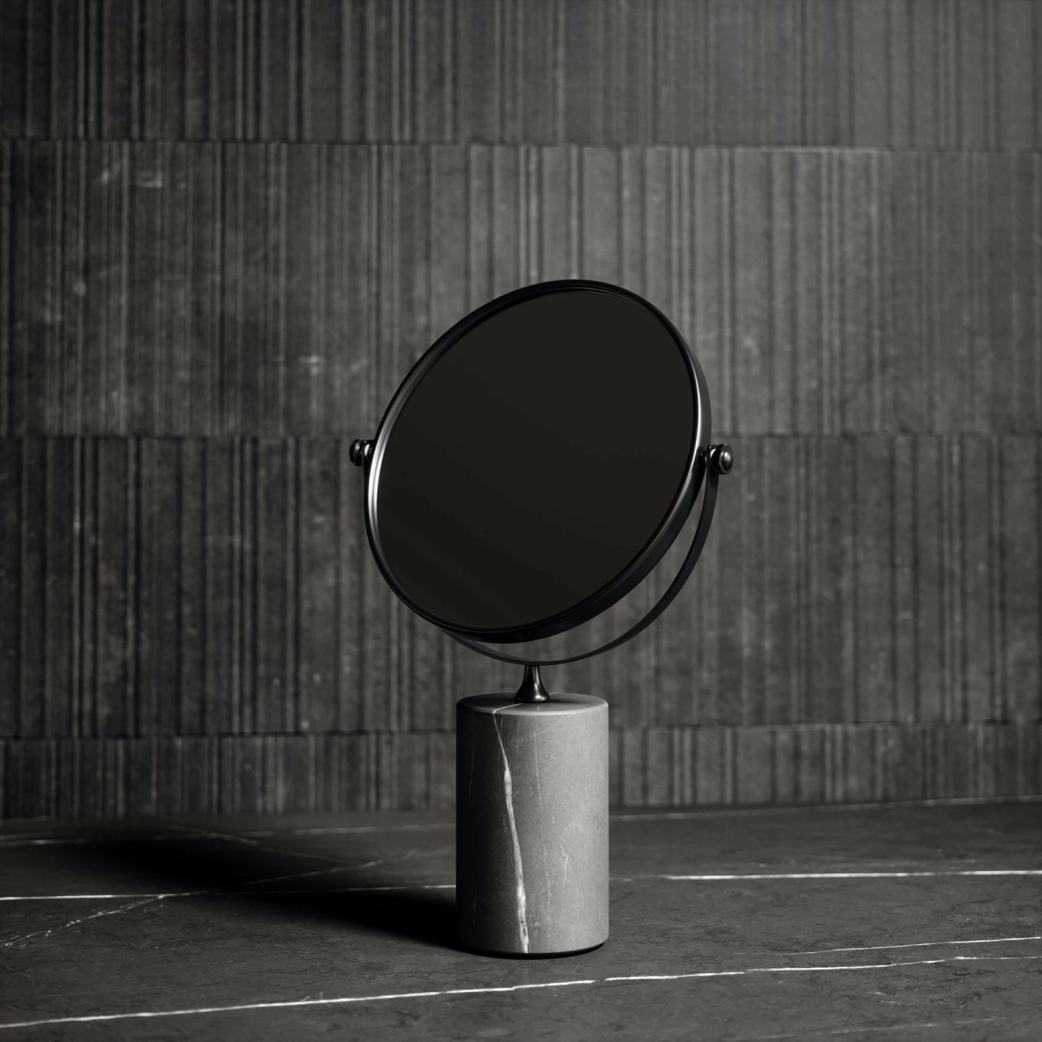 Elera Matte Black & Pietra Grey Marble Table Top Cosmetic Mirror 3 Elera Matte Black & Pietra Grey Marble Table Top Cosmetic Mirror