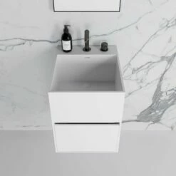 Ethos Vanity Unit With Stone Basin (Matte White 400mm) -LUSSO STONE Sales ethos vanity unit with stone basin matte white 400mm p735 10319 zoom