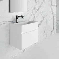 Ethos Vanity Unit With Stone Basin (Matte White 600mm) -LUSSO STONE Sales ethos vanity unit with stone basin matte white 600mm p2014 11857 image