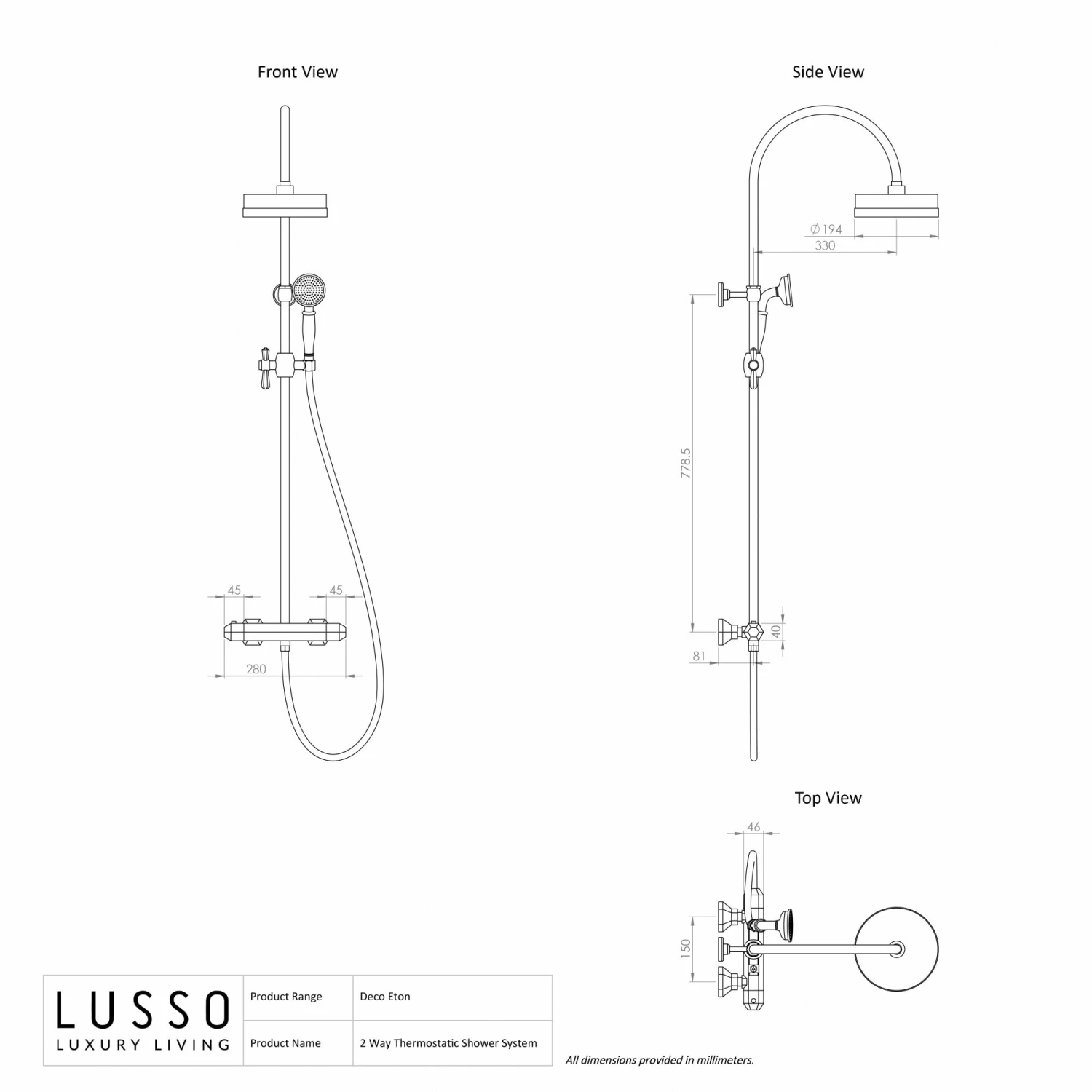 Eton Polished Nickel 2-way Thermostatic Shower System 6 Eton Polished Nickel 2-way Thermostatic Shower System - Image 4