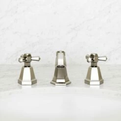 Eton Polished Nickel Deck Mounted 3-Hole Basin Mixer Tap