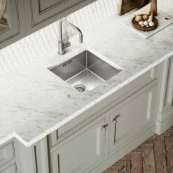 Flow Brushed Stainless Single Lever Kitchen Mixer Tap -LUSSO STONE Sales flow brushed stainless single lever kitchen mixer tap p1242 36882 zoom