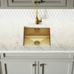 Flow Single Lever Kitchen Mixer Tap Brushed Gold -LUSSO STONE Sales flow single lever kitchen mixer tap brushed gold p1482 36888 zoom