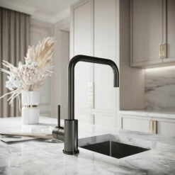 Flow Single Lever Kitchen Mixer Tap & Vello Undermount Sink Black Gunmetal -LUSSO STONE Sales flow single lever kitchen mixer tap vello undermount sink black gunmetal p5846 36314 zoom