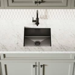 Flow Single Lever Kitchen Mixer Tap & Vello Undermount Sink Black Gunmetal -LUSSO STONE Sales flow single lever kitchen mixer tap vello undermount sink black gunmetal p5846 36316 zoom