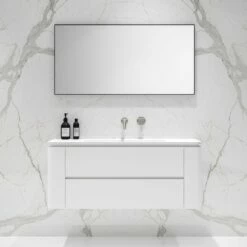 Fontane Vanity Unit With Stone Basin (Matte White 1200mm)