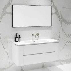 Fontane Vanity Unit With Stone Basin (Matte White 1200mm) -LUSSO STONE Sales fontane vanity unit with stone basin matte white 1200mm p1907 11715 image