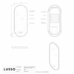 Glamora Brushed Gold Mirror With Natural White LED Light And Demister 380mm -LUSSO STONE Sales glamora brushed gold mirror with natural white led light and demister 380mm p6491 39868 zoom