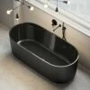 Hutton Freestanding Matte & Polished Black Bath 1600mm -LUSSO STONE Sales hutton freestanding matte polished black bath 1600mm p4665 26485 zoom