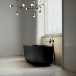 Hutton Freestanding Matte & Polished Black Bath 1600mm -LUSSO STONE Sales hutton freestanding matte polished black bath 1600mm p4665 26487 zoom