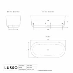 Hutton Freestanding Matte & Polished Black Bath 1600mm -LUSSO STONE Sales hutton freestanding matte polished black bath 1600mm p4665 41647 zoom