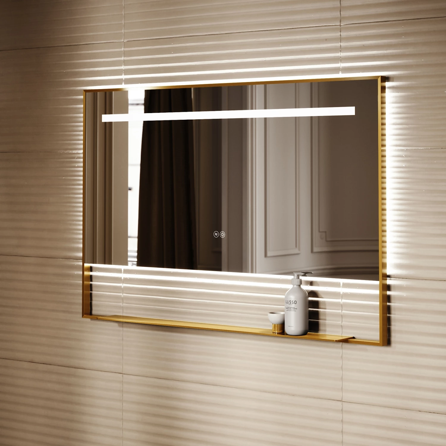 Levante Brushed Gold Mirror With Natural White LED Light And Demister 1200mm 3 Levante Brushed Gold Mirror With Natural White LED Light And Demister 1200mm