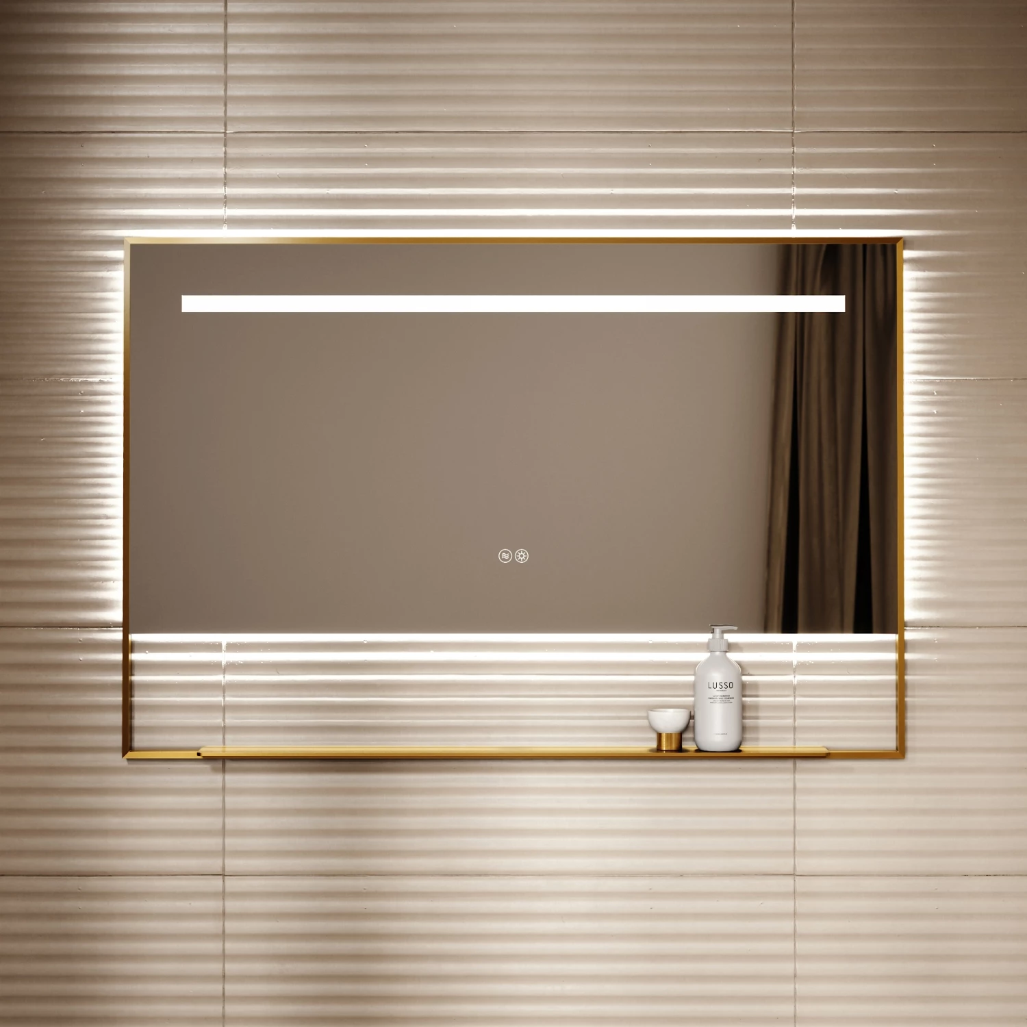 Levante Brushed Gold Mirror With Natural White LED Light And Demister 1200mm 5 Levante Brushed Gold Mirror With Natural White LED Light And Demister 1200mm - Image 3