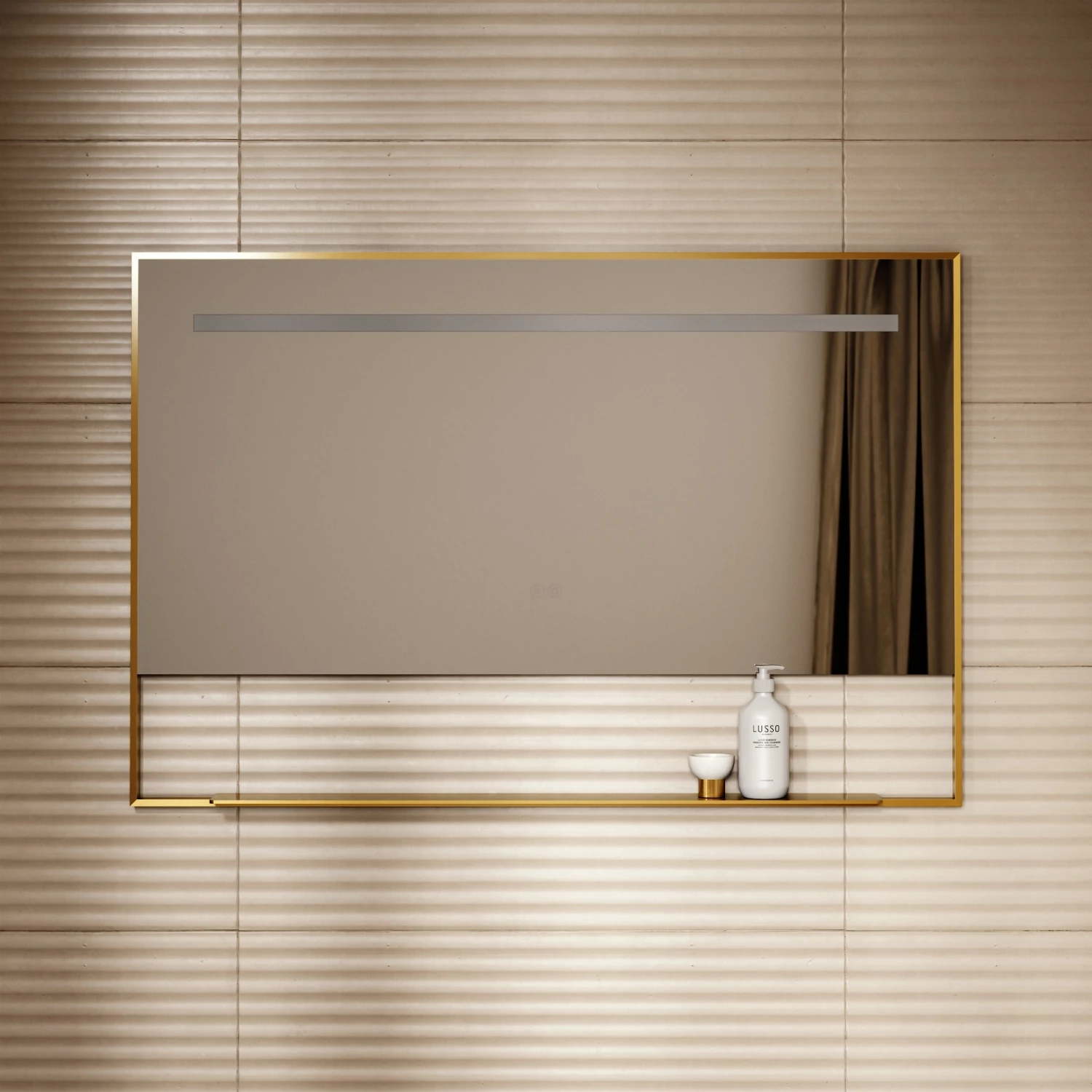 Levante Brushed Gold Mirror With Natural White LED Light And Demister 1200mm 6 Levante Brushed Gold Mirror With Natural White LED Light And Demister 1200mm - Image 4