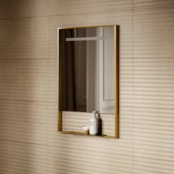 Levante Brushed Gold Mirror With Natural White LED Light And Demister 600mm -LUSSO STONE Sales levante brushed gold mirror with natural white led light and demister 600mm p6477 40671 zoom