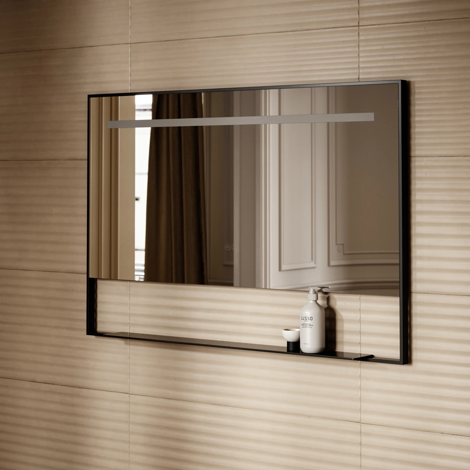 Levante Matte Black Mirror With Natural White LED Light And Demister 1200mm 6 Levante Matte Black Mirror With Natural White LED Light And Demister 1200mm - Image 4