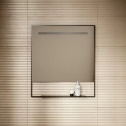 Levante Matte Black Mirror With Natural White LED Light And Demister 800mm -LUSSO STONE Sales levante matte black mirror with natural white led light and demister 800mm p6478 40617 zoom