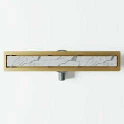 Linear Brushed Gold Tilable Wetroom Waste Kit