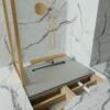 Linear Wet Room Walk In Shower Tray Kit + Tanking Kit + Brushed Gold Waste Kit