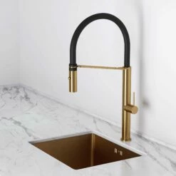 Livello Brushed Gold Pull Out Kitchen Mixer Tap -LUSSO STONE Sales livello brushed gold pull out kitchen mixer tap p2404 35862 zoom