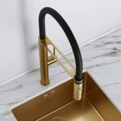 Livello Brushed Gold Pull Out Kitchen Mixer Tap -LUSSO STONE Sales livello brushed gold pull out kitchen mixer tap p2404 35863 zoom