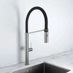 Livello Brushed Stainless Pull Out Kitchen Mixer Tap