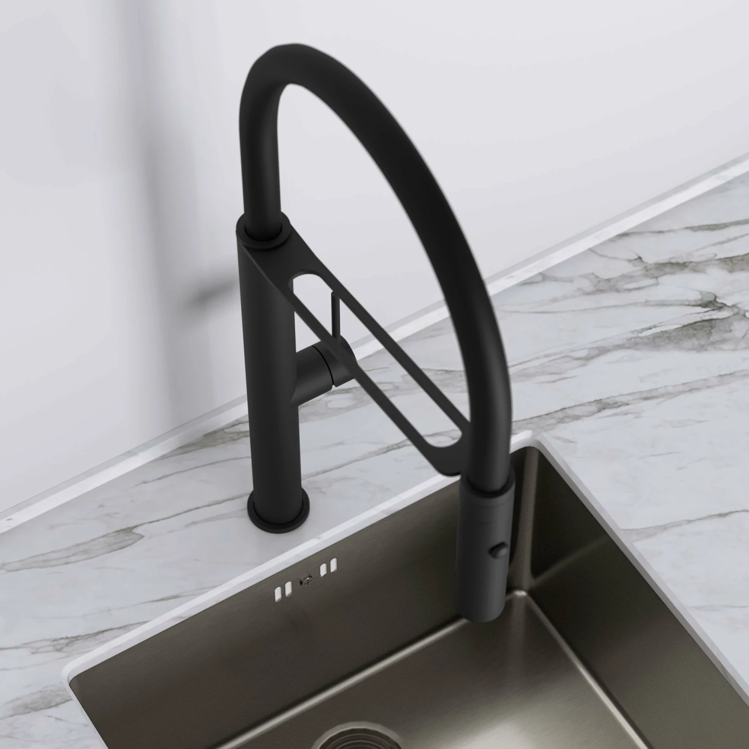 Livello Pull Out Kitchen Tap In Matte Black & Vello Undermount Kitchen Sink Black Gunmetal 3 Livello Pull Out Kitchen Tap In Matte Black & Vello Undermount Kitchen Sink Black Gunmetal