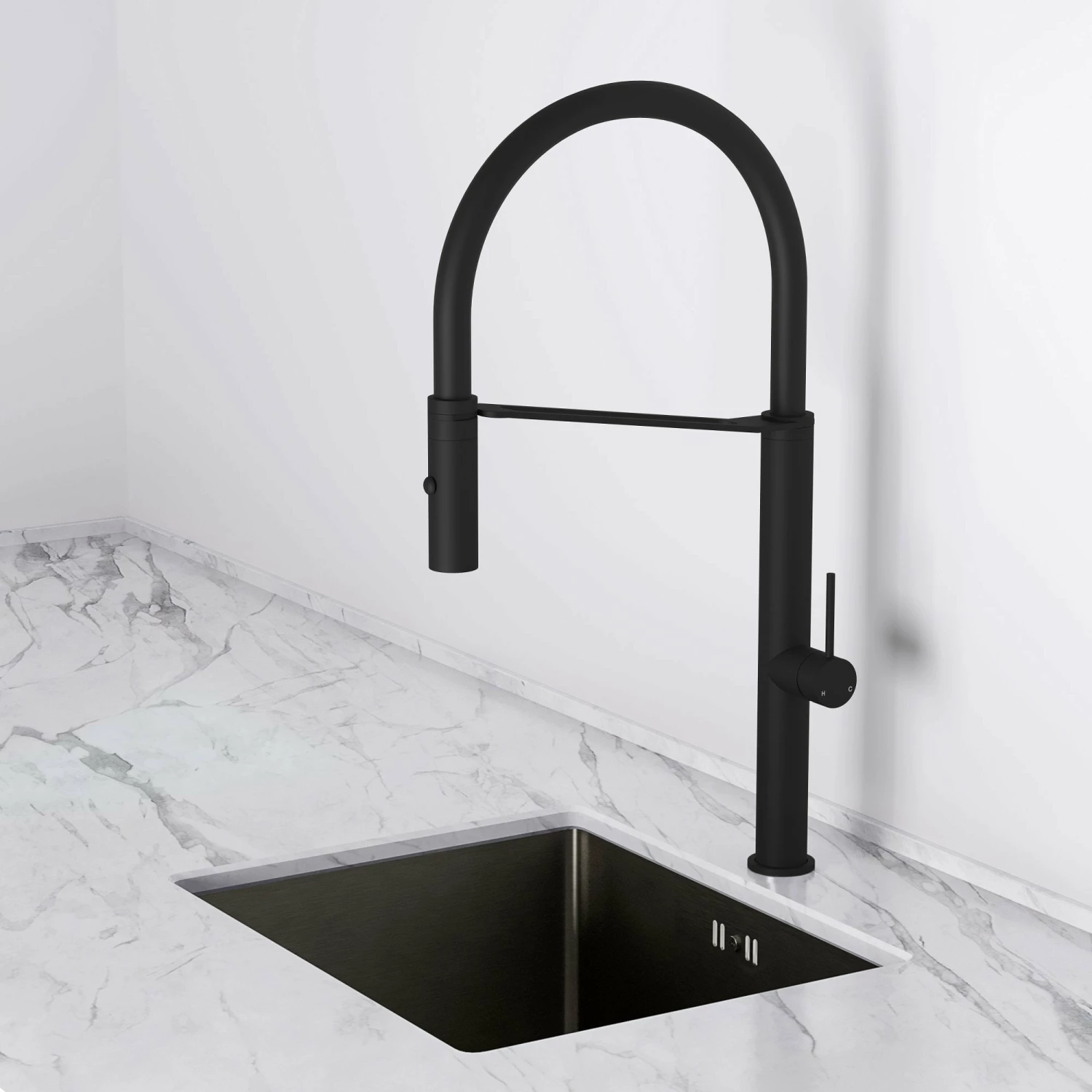 Livello Pull Out Kitchen Tap In Matte Black & Vello Undermount Kitchen Sink Black Gunmetal 6 Livello Pull Out Kitchen Tap In Matte Black & Vello Undermount Kitchen Sink Black Gunmetal - Image 4