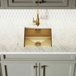Livello Pull Out Kitchen Tap & Vello Undermount Sink In Brushed Gold -LUSSO STONE Sales livello pull out kitchen tap vello undermount sink in brushed gold p4068 22331 image