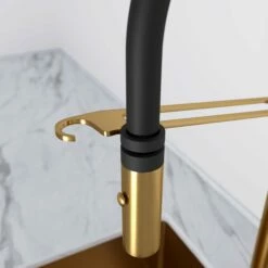 Livello Pull Out Kitchen Tap & Vello Undermount Sink In Brushed Gold -LUSSO STONE Sales livello pull out kitchen tap vello undermount sink in brushed gold p4068 35870 zoom