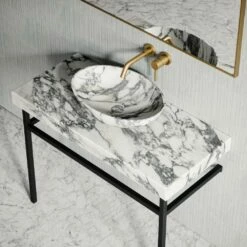 Lomazzo Countertop Vanity Unit Arabescato Marble 1000mm -LUSSO STONE Sales lomazzo countertop vanity unit arabescato marble 1000mm p4939 26694 image