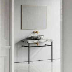 Lomazzo Countertop Vanity Unit Arabescato Marble 1000mm -LUSSO STONE Sales lomazzo countertop vanity unit arabescato marble 1000mm p4939 26695 image