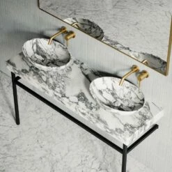 Lomazzo Countertop Vanity Unit Arabescato Marble 1400mm -LUSSO STONE Sales lomazzo countertop vanity unit arabescato marble 1400mm p5028 27629 image