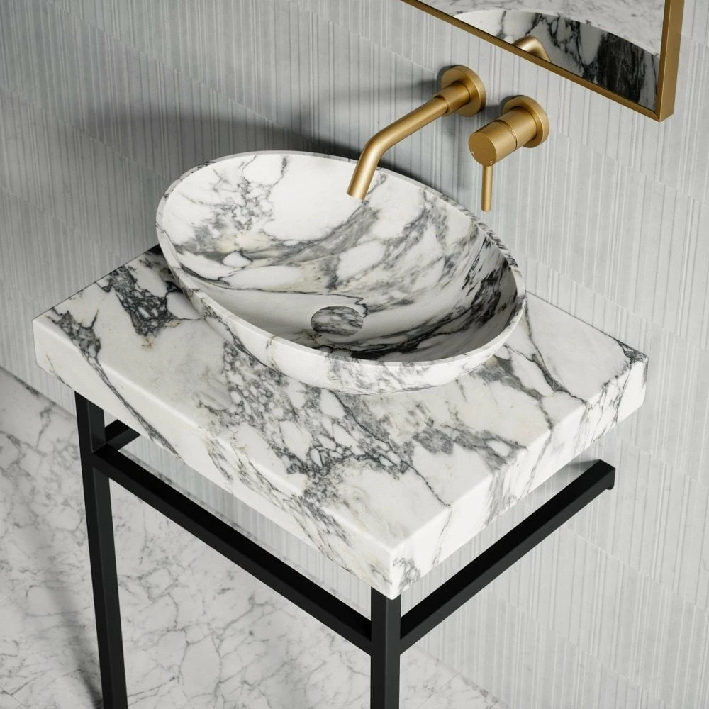 Lomazzo Countertop Vanity Unit Arabescato Marble 600mm 4 Lomazzo Countertop Vanity Unit Arabescato Marble 600mm - Image 2