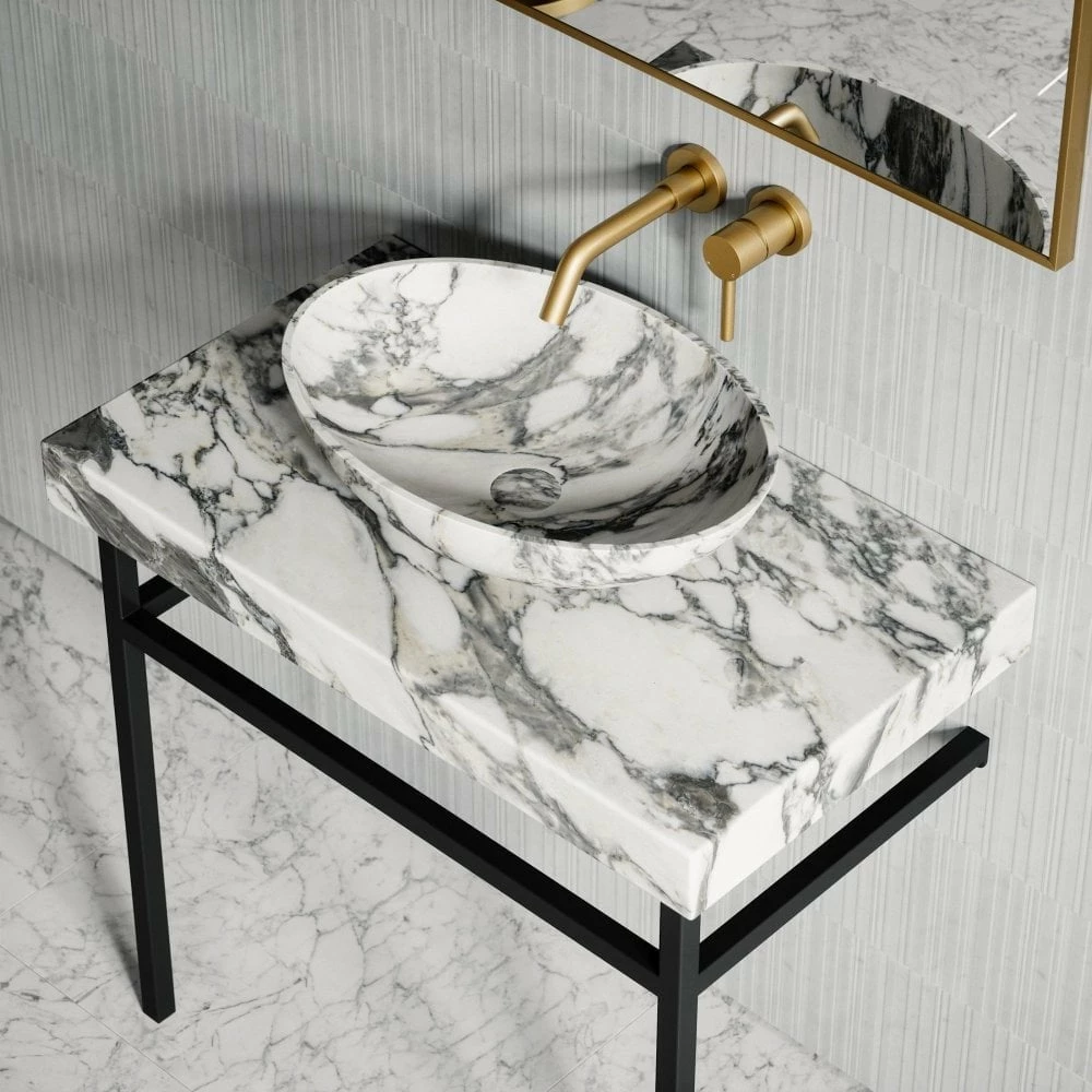 Lomazzo Countertop Vanity Unit Arabescato Marble 800mm 4 Lomazzo Countertop Vanity Unit Arabescato Marble 800mm - Image 2