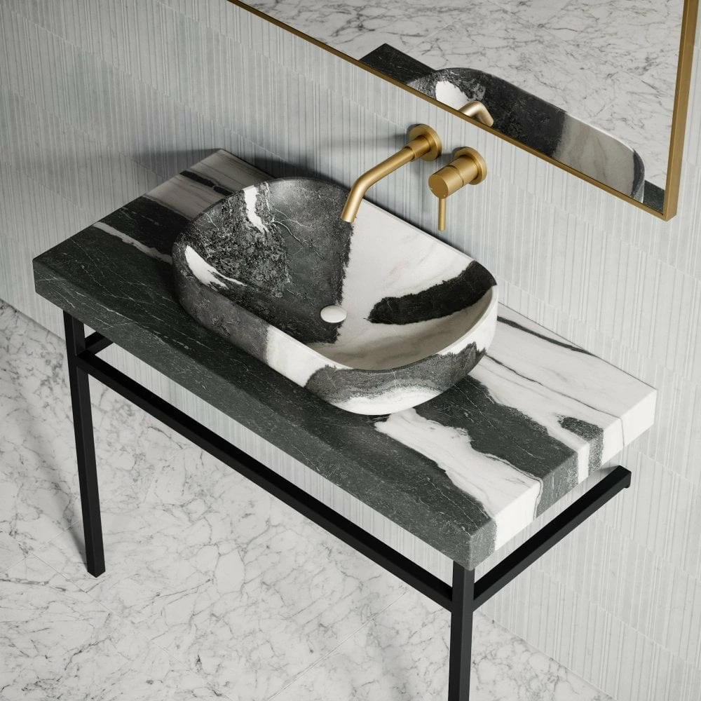 Lomazzo Countertop Vanity Unit Panda Marble 1000mm 4 Lomazzo Countertop Vanity Unit Panda Marble 1000mm - Image 2