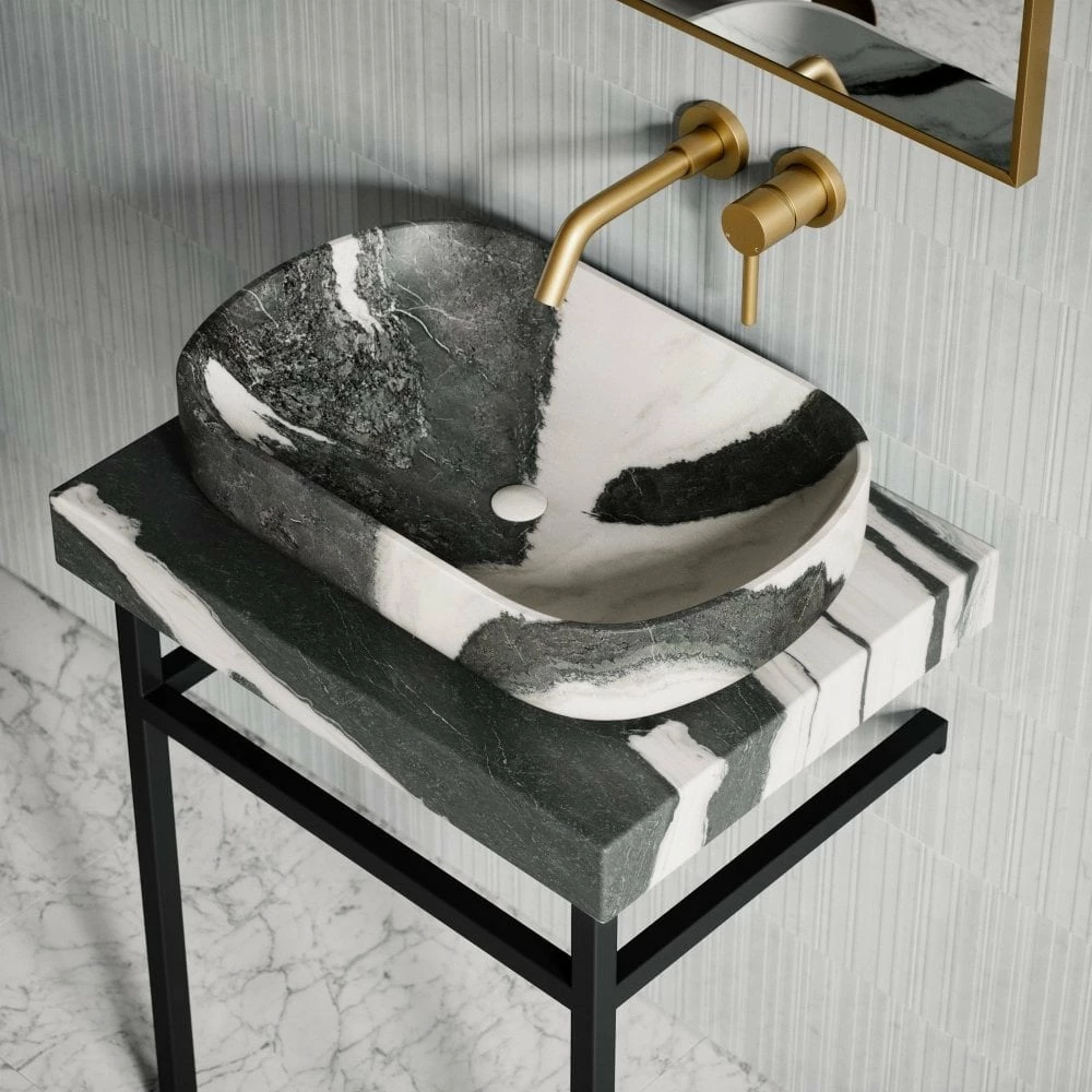 Lomazzo Countertop Vanity Unit Panda Marble 600mm 4 Lomazzo Countertop Vanity Unit Panda Marble 600mm - Image 2