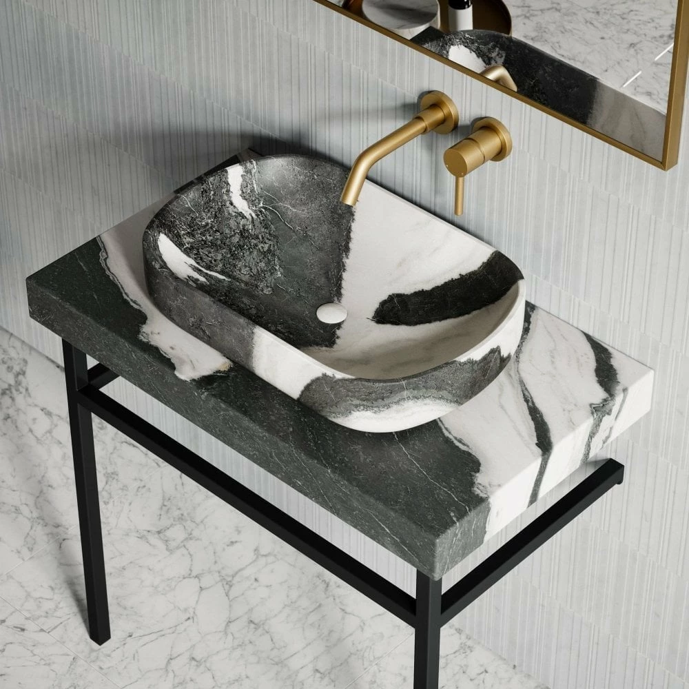 Lomazzo Countertop Vanity Unit Panda Marble 800mm 4 Lomazzo Countertop Vanity Unit Panda Marble 800mm - Image 2