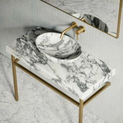 Lomazzo Gold Countertop Vanity Unit Arabescato Marble 1000mm -LUSSO STONE Sales lomazzo gold countertop vanity unit arabescato marble 1000mm p5642 34720 zoom