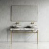 Lomazzo Gold Countertop Vanity Unit Arabescato Marble 1400mm