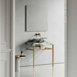 Lomazzo Gold Countertop Vanity Unit Arabescato Marble 800mm -LUSSO STONE Sales lomazzo gold countertop vanity unit arabescato marble 800mm p5638 34716 zoom