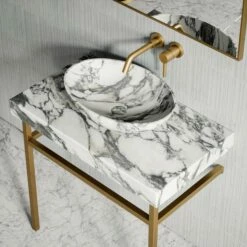 Lomazzo Gold Countertop Vanity Unit Arabescato Marble 800mm -LUSSO STONE Sales lomazzo gold countertop vanity unit arabescato marble 800mm p5638 34717 zoom