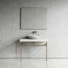 Lomazzo Gold Countertop Vanity Unit Carrara Marble 1000mm