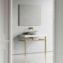 Lomazzo Gold Countertop Vanity Unit Carrara Marble 1000mm -LUSSO STONE Sales lomazzo gold countertop vanity unit carrara marble 1000mm p5641 34707 zoom